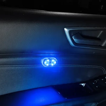 Touch Sensor USB LED Ambient Tuled Auto 2tk Traadita Värvikas Atmosfääris Lamp Auto Interjööri Dekoratsioone 7 Värvid Sinine, Lilla