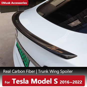 Päris Carbon Fiber Kere Tiiva Spoiler Jaoks Tesla Model S 2016~2022 2021 Tarvikud High Performance Saba Spoiler Läikiv Matt