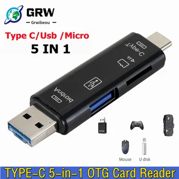 GRWIBEOU TÜÜP-C&Micro-USB-5 OTG 1 Card Reader Flash Drive High-Speed USB 3.0 Universaalne OTG TF Kaart Android Telefon Arvuti