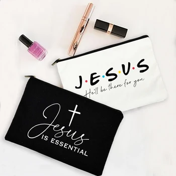 Jeesus, Ta On sinu jaoks Olemas Lõuend Kosmeetika Kott Naised moodustavad Korraldaja Pliiats kott Kott Christian Puhkus Naine Kingitused