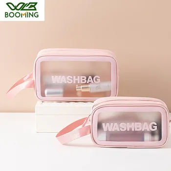 WBBOOMING 3 Värvid Reisi PU+PVC Kosmeetika-Kotid Selge, Läbipaistev Lukuga Meik Kotid Korraldaja Vann Pesta moodustavad Käekotid Juhul