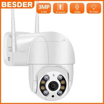 BESDER 3MP PTZ IP-Kaamera, WiFi, Ai Inimeste Avastamine 1080P H. 265 Traadita Väljas CCTV Video Valve Kaamera 4X Digitaalne Suum P2P