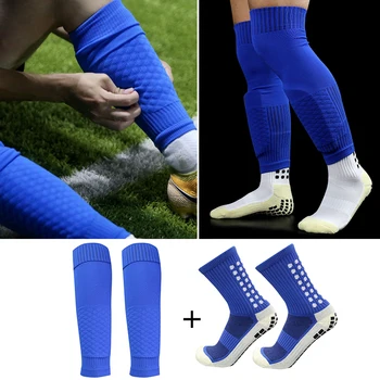 1set meeste jalgpall koolitus seadmed paksenenud ja põlve jala kate jalgpalli sokid väljas kaitsevahendid calcetines hombre