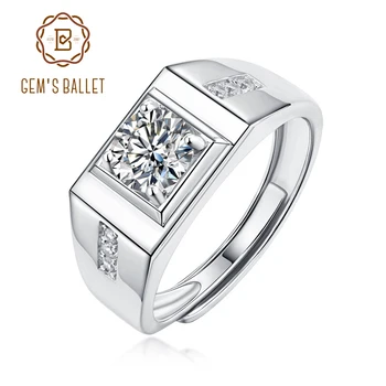 GEM BALLETT 925 Sterling Hõbe Moissanite Ring Meeste mood teemant rõngad meeste pulm lubadus klassikaline meeste abielusõrmus