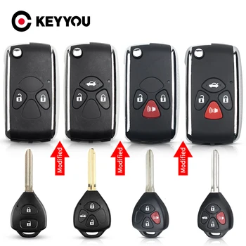 KEYYOU 2/3/4 Nuppu Kohandatud Flip Auto Remote Key Juhul, Toyota, Avlon Crown Corolla RAV4 Camry Reiz Yaris Prado Key Shell Toy43