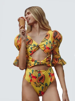 Pool Varruka Ühes Tükis Ujumistrikood Kõrge Lõigatud Supelrõivad Naiste Monokini Bodysuits Beachwear Suplejaid Seksikas Ühes Tükis Trikoo 2022