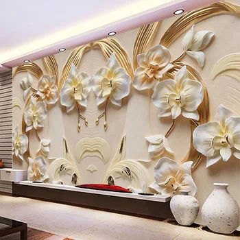 Custom Foto Tapeet 3D Reljeef Butterfly Orchid Taust Seina Seinamaaling elutoas TV Diivan Home Decor Klassikaline Seina-Paber Rullides