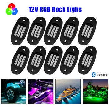 12V DIY Vilkuv Auto RGB Tuled LED Neoon Rock Meeleolu Ümbritseva Lamp Alaosa Bluetooth Off Road 4x4 Caravan Mootorratta Tarvikud