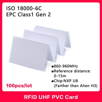 UHF RFID tag 18000-6C 860-960MHz RFID uhf PVC-kaardi 100TK NXP U8 kiip Elektrooniline silt H3 Välismaalase pikamaa 915 MHz Kõrge kvaliteediga