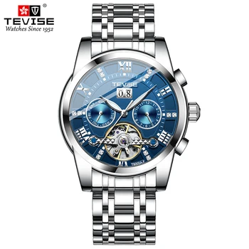 Luksus Brändi Meeste Automaatne Watch Fashion Käekell TEVISE T9005A-F Mineraal Tugevdatud Klaas Hooratas Diamond Kaunistus 2021