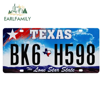 EARLFAMILY 30 cm x 14.2 cm Texas numbrimärk Decal Veekindel Kriimustada-tõend Aknas Pagasiruumi Kaunistamiseks Auto Kleebised sõidukitele