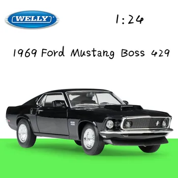 WELLY 1:24 Diecast Simulatsiooni Sulamist Mudel Auto 1969 Ford Mustang Boss 429 Autod, Mänguasjad, Metall, mänguautod lastele mänguasjad Kingitus Kogumine