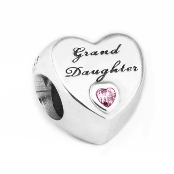 DIY Sobib Euroopa Helmed Käevõrud Tütretütar on Armastuse Võlusid Roosa CZ 100% 925 Sterling-Silver-Ehted Tasuta Shipping