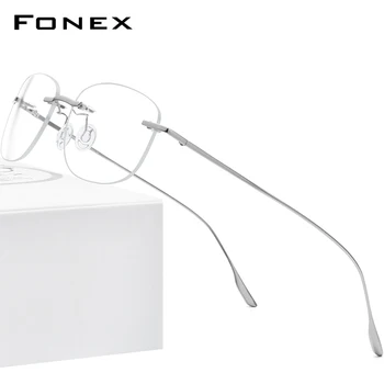FONEX Titanium Alloy Prillid Raamiga Meeste 2020. Aasta Uus Naiste Rimless Retsepti Square Prillid Lühinägevus Optiline korea Prillid 8107
