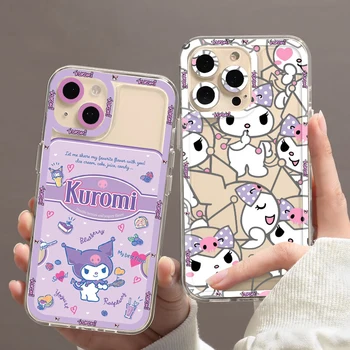 MÄNGUASJAD Armas Mänguasjad Sanrio Kuromi Telefon Case for iPhone 11 12 13 Mini Pro Max 14 Pro Max Juhul läbipaistev kest tagakaas